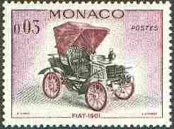 Monaco 1961 Fiat 1901 3c (from Veteran Motor Cars set) unmounted mint SG 706*, stamps on fiat