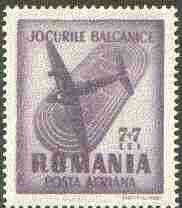 Rumania 1948 Balkan Games Air 7L+7L (Plane over Stadium) unmounted mint SG 1931*, stamps on sport, stamps on stadia, stamps on aviation