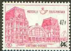 Belgium 1972 Railway Parcels - Ostend Station 47f on 44f mauve unmounted mint, SG P2258, stamps on , stamps on  stamps on railways