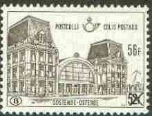 Belgium 1972 Railway Parcels - Ostend Station 56f on 52f brown unmounted mint, SG P2260, stamps on railways