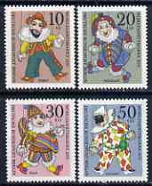 Germany - West Berlin 1970 Humanitarian Relief Fund set of 4 Puppets unmounted mint SG B374-77*, stamps on children, stamps on dolls, stamps on toys, stamps on theatre