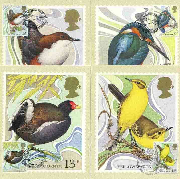 Great Britain 1980 Centenary of Wild Birds Protection Act set of 4 PHQ cards with appropriate stamps each very fine used with first day cancels, stamps on birds