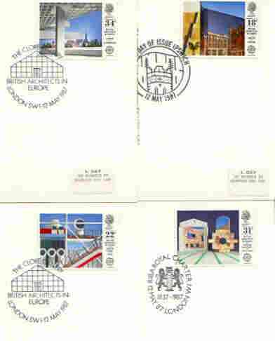 Great Britain 1987 Europa - British Architects set of 4 PHQ cards with appropriate stamps each very fine used with first day cancels, stamps on europa, stamps on architecture