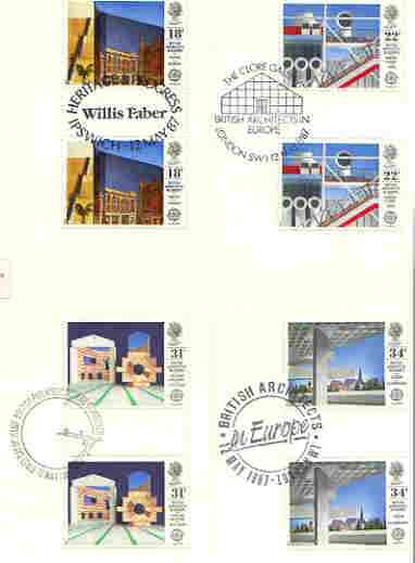 Great Britain 1987 Europa - British Architects set of 4 PHQ cards with appropriate gutter pairs each very fine used with first day cancels, stamps on , stamps on  stamps on europa, stamps on architecture