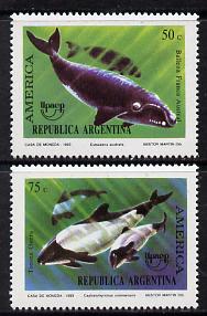 Argentine Republic 1993 Whales set of 2 unmounted mint, SG 2352-53*, stamps on animals    marine-life    whales