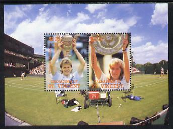 St Vincent - Grenadines 1988 International Tennis Players m/sheet unmounted mint SG MS 590, stamps on sport  tennis