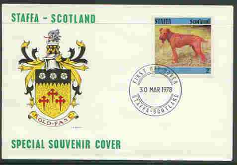 Staffa 1978 Irish Setter 2p from imperf Dog set of 8, on cover with first day cancel, stamps on animals, stamps on dogs, stamps on irish setter  
