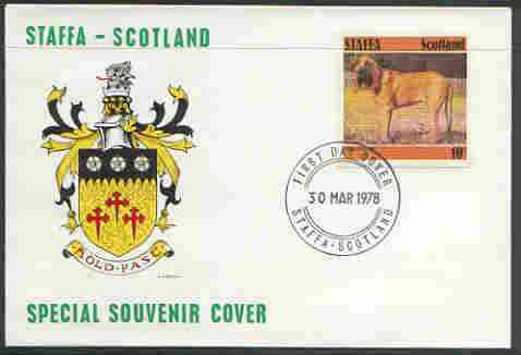 Staffa 1978 Bloodhound 10p from imperf Dog set of 8, on cover with first day cancel, stamps on , stamps on  stamps on animals, stamps on dogs, stamps on blood hound