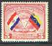 Paraguay 1945 President Morinigo's Goodwill Visit 3c (Flags of Paraguay & Venezuela) SG 610*, stamps on flags, stamps on maps