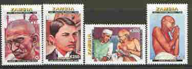 Zambia 1998 50th Death Anniversary of Gandhi set of 4 unmounted mint, SG 774-777*, stamps on , stamps on  stamps on gandhi, stamps on  stamps on  law , stamps on  stamps on legal, stamps on personalities