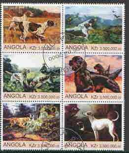 Angola 2000 Working Dogs perf set of 6 values very fine cto used, stamps on dogs