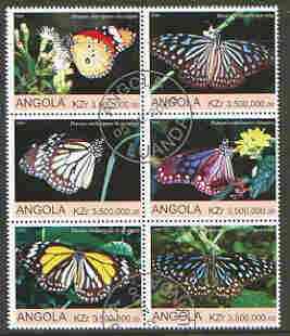 Angola 2000 Butterflies set of 6 very fine cto used, stamps on butterflies