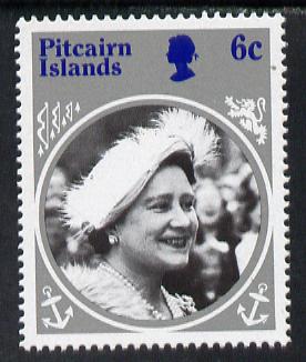 Pitcairn Islands 1985 Life & Times of HM Queen Mother 6c with wmk inverted unmounted mint SG 268w (gutter pairs price x2), stamps on royalty, stamps on queen mother