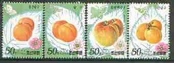 North Korea 1996 Apricots perf set of 4 unmounted mint SG N3659-62*, stamps on food, stamps on fruit, stamps on apricots