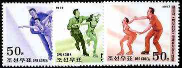 North Korea 1997 Figure Skating Championships perf set of 3 unmounted mint, SG N3654-56*, stamps on sport, stamps on ice skating