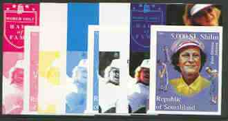 Somaliland 2000 Bube Didrikso Zakarios (From Women Golfers sheetlet) the set of 5 imperf progressive proofs comprising the four individual colours plus all 4-colour compo..., stamps on women, stamps on golf, stamps on sport