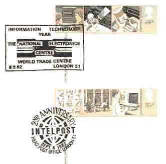 Great Britain 1982 Information Technology set of 2 PHQ cards with appropriate stamps each very fine used with first day cancels, stamps on communications, stamps on computers, stamps on libraries, stamps on technology