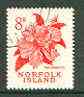 Norfolk Island 1960 Red Hibiscus 8d (from 1960 def set) superb used with light corner cds cancel SG 28, stamps on flowers, stamps on hibiscus