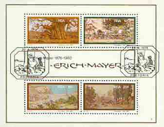 South Africa 1976 Birth Centenary of Erich Mayer (Artist) m/sheet containing set of 4 very fine used, SG MS 403, stamps on arts, stamps on dams, stamps on civil engineering