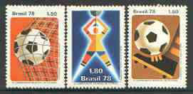 Brazil 1978 World Cup Football Championships set of 3 unmounted mint, SG 1704-06, stamps on football, stamps on sport