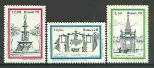 Brazil 1979 Braziliana 79 Thematic Stamp Exhibition (4th issue - Fountains) set of 3, SG 1788-90, stamps on stamp exhibitions, stamps on fountains
