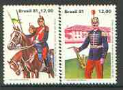 Brazil 1981 Military Police Anniversary set of 2 unmounted mint, SG 1937-38*, stamps on militaria, stamps on police