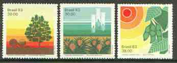 Brazil 1983 Agriculture Research set of 3 unmounted mint, SG 2009-11, stamps on agriculture, stamps on food, stamps on trees