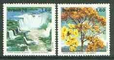 Brazil 1978 Environment Protection, Iguacu Falls National Park set of 2 unmounted mint, SG 1727-28, stamps on trees, stamps on waterfalls, stamps on national parks, stamps on parks