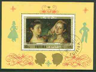Fujeira 1972 Paintings with Children perf m/sheet (Gainsborough) fine cto used, Mi BL 93A, stamps on arts, stamps on children, stamps on gainsborough