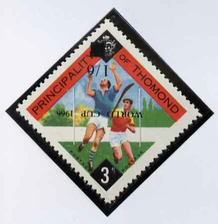 Thomond 1966 Hurling 3d (Diamond shaped) unmounted mint surcharged 1s6d World Cup 1966 opt inverted*, stamps on sport, stamps on hurling, stamps on football