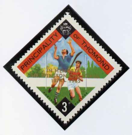 Thomond 1965 Hurling 3d (Diamond-shaped) with 'Sir Winston Churchill - In Memorium' overprint in gold unmounted mint*, stamps on , stamps on  stamps on hurling, stamps on sport, stamps on churchill, stamps on 