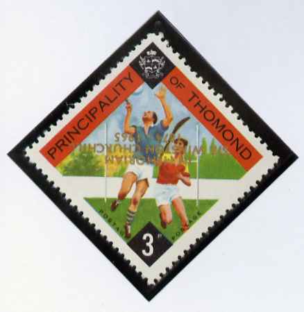 Thomond 1965 Hurling 3d (Diamond-shaped) with Sir Winston Churchill - In Memorium overprint in gold with opt inverted* unmounted mint, stamps on hurling, stamps on sport, stamps on churchill, stamps on 