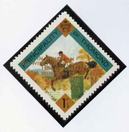 Thomond 1965 Show jumping 1.5d (Diamond-shaped) with Sir Winston Churchill - In Memorium overprint in gold with opt doubled unmounted mint*, stamps on horses, stamps on churchill