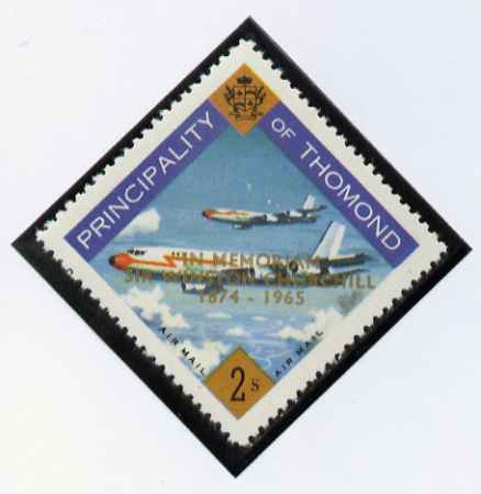 Thomond 1965 Jet Liner 2s (Diamond shaped) with 'Sir Winston Churchill - In Memorium' overprint in gold* unmounted mint, stamps on aviation, stamps on churchill, stamps on 