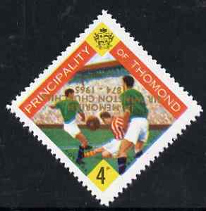 Thomond 1965 Football 4d (Diamond shaped) with 'Sir Winston Churchill - In Memorium' overprint in gold with opt inverted unmounted mint*, stamps on football, stamps on sport, stamps on churchill, stamps on 