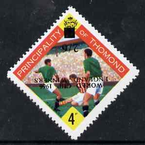Thomond 1965 Football 4d (Diamond shaped) surcharged 2s6d World Cup 1966 - England Winners, opt inverted unmounted mint*, stamps on football, stamps on sport