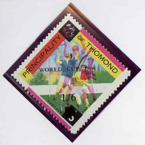 Thomond 1966 Hurling 3d (Diamond shaped) surcharged 1s6d World Cup 1966 with superb misplaced red by 4mm (extra players) unmounted mint*, stamps on sport, stamps on hurling, stamps on football