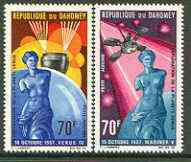 Dahomey 1968 Exploration of Planet Venus set of 2 unmounted mint, SG 315-16*, stamps on space, stamps on planets, stamps on venus, stamps on sculpture, stamps on statue, stamps on astrology
