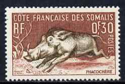 French Somali Coast 1958 Warthog 30c from def set unmounted mint, SG 432, stamps on animals, stamps on warthog, stamps on swine