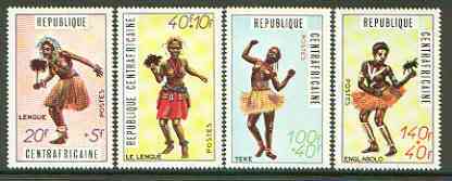 Central African Republic 1970 Traditional Dances set of 4 unmounted mint, SG 234-37*, stamps on dancing