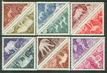 Chad 1962 Postage Due - Animals triangular shaped set of 12 unmounted mint, SG D89-100, stamps on animals, stamps on triangulars, stamps on antelopes, stamps on elephants, stamps on dinosaurs, stamps on rhino, stamps on archery