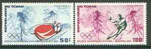 Chad 1972 Sapporo Winter Olympics set of 2 unmounted mint, SG 355-56*, stamps on olympics, stamps on skiing, stamps on sled