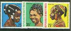 Upper Volta 1972 Native Hair Styles set of 3 unmounted mint, SG 373-75*, stamps on fashion
