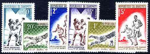 Dahomey 1963 Dakar Games set of 6 unmounted mint, SG 185-90*, stamps on sport, stamps on football, stamps on running, stamps on boxing