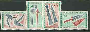 Gabon 1970 Folk art museum (Weapons) set of 4 unmounted mint, SG 387-90*, stamps on museums, stamps on folklore, stamps on heritage, stamps on militaria