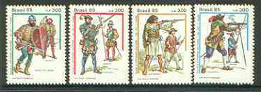 Brazil 1985 Military Dress set of 4 unmounted mint, SG 2184-87, stamps on militaria