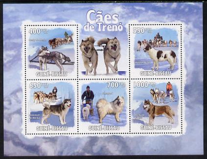 Guinea - Bissau 2009 Sled Dogs perf sheetlet containing 5 values unmounted mint, stamps on dogs
