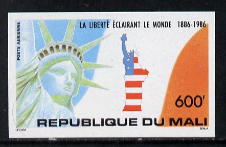 Mali 1986 Statue of Liberty 600f imperf from limited printing unmounted mint (as SG 1092), stamps on buildings, stamps on monuments, stamps on civil engineering, stamps on statues, stamps on americana