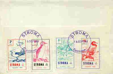 Stroma 1964 Europa (Birds) perf set of 4 on reverse of cover to London which bears the normal 3d UK inland rate. Note: I have several of these covers so the one you receive may be slightly different to the one illustrated, stamps on europa, stamps on birds, stamps on gull, stamps on cormorant, stamps on petrel, stamps on guillemot