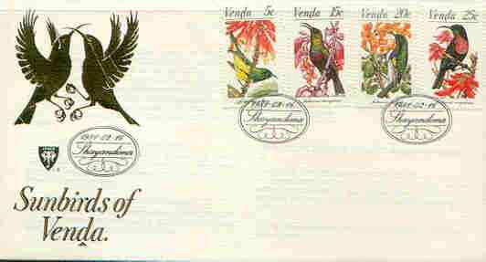 Venda 1981 Sunbirds set of 4 on illustrated cover with first day cancels, SG 38-41, stamps on birds, stamps on sunbirds